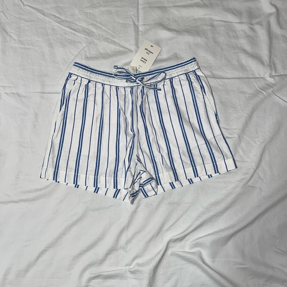 Striped Linen Blend Pull-on Shorts NWT